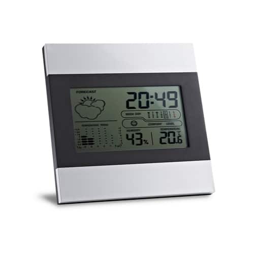 DENE. Station météo de bureau avec écran LCD en aluminium et ABS