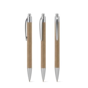 KYRA. Stylo à bille personnalisé fabriqué à partir de papier 100 % recyclé et ABS recyclé