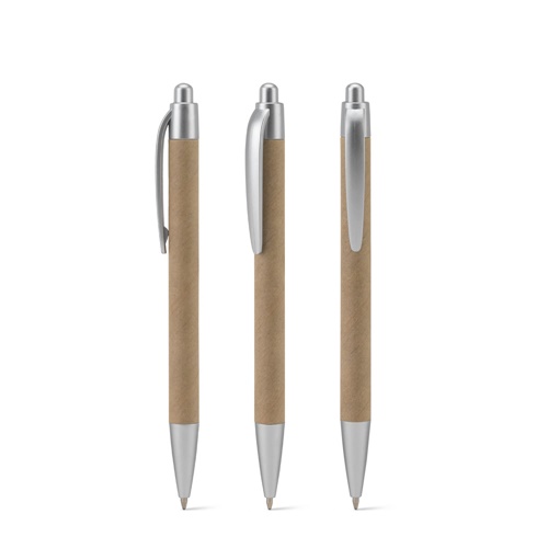 KYRA. Stylo à bille personnalisé fabriqué à partir de papier 100 % recyclé et ABS recyclé