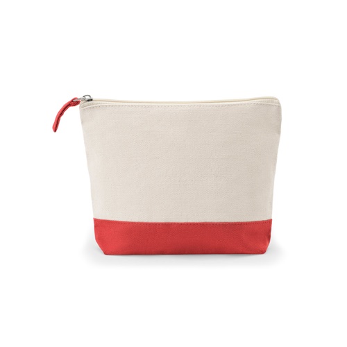 Trousse en toile beige et rouge