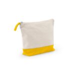 Trousse en toile blanche et jaune avec fermeture éclair