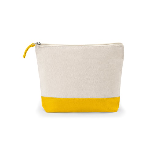 Trousse en toile beige et jaune zippée