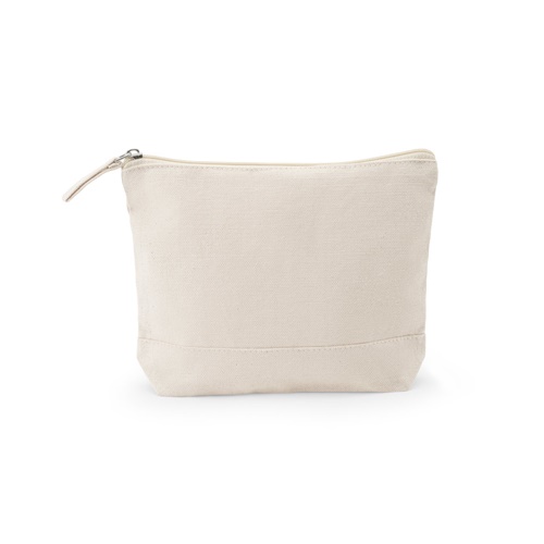 Trousse en toile beige avec fermeture éclair
