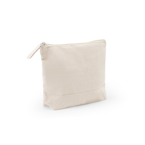 Trousse zippée en toile beige