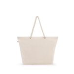 Sac tote en toile beige avec anses corde.