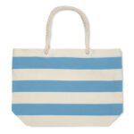 Sac de plage rayé bleu et beige